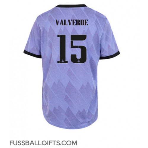 Real Madrid Federico Valverde #15 Fußballbekleidung Auswärtstrikot Damen 2022-23 Kurzarm
